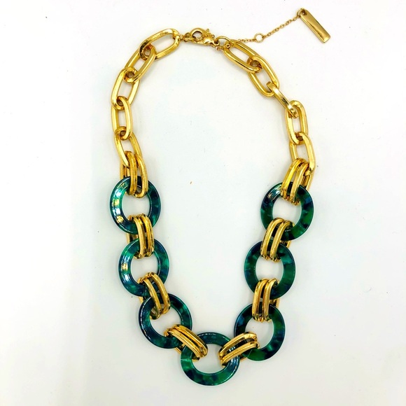 Gorgeous Gold and Malachite Necklace - Picture 1 of 6